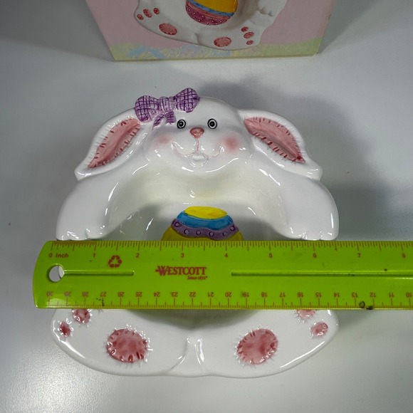 Vintage Easter Bunny Ceramic Candy Dish Egg Bowl Giftco w/ Box Spring Decor - Picture 6 of 13